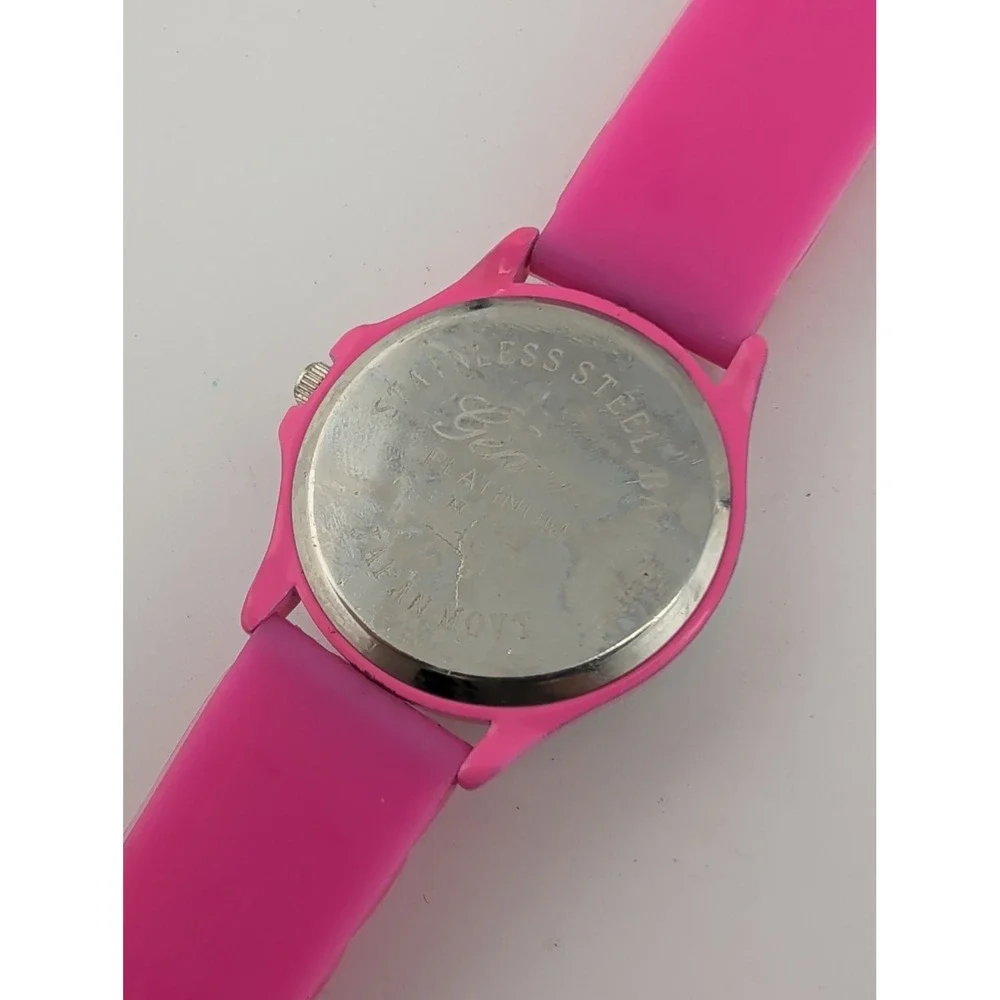 Geneva Platinum Watch Women 38mm Case Pink Silicone Band- New Battery